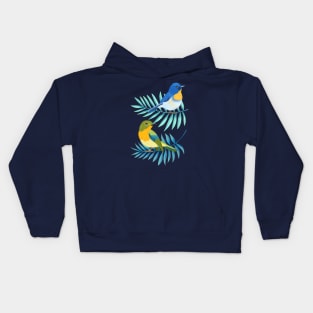 Tropical birds and palm leaves Kids Hoodie